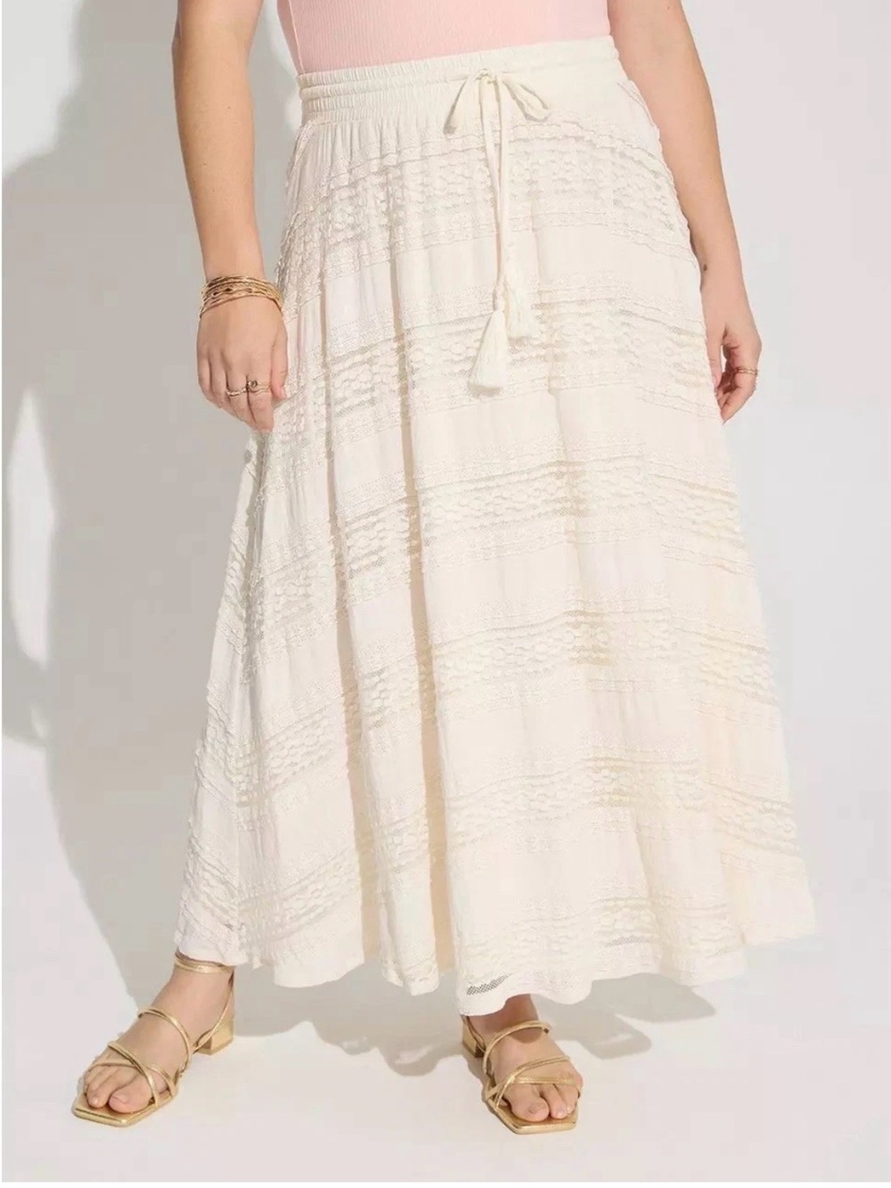 Torrid Cream Maxi Lace Skirt Boho Beach Resort Fairy Cottagecore 2X